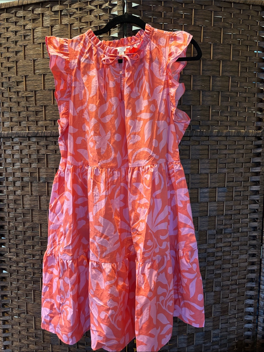 Coral Pink Floral Tiered Dress